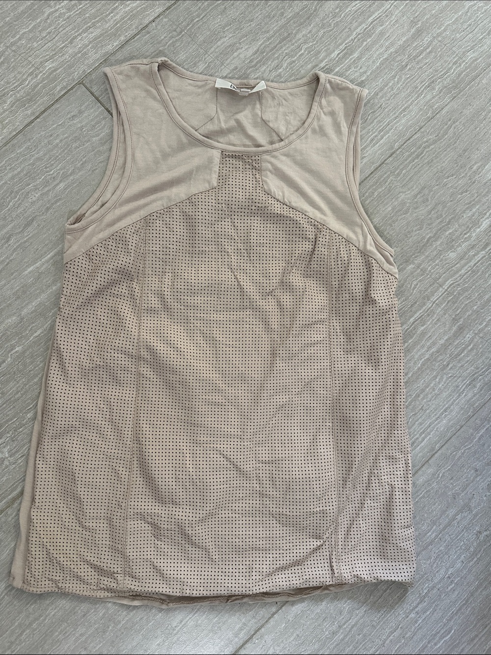 My Tribe Perforated Leather Sleeveless Tank Top - Taupe